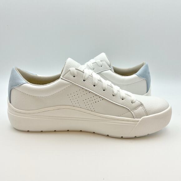 Dr. Scholls Womens Take it Easy Platform Sneaker Size 8.5 White Blue Leather NIB - Picture 4 of 13